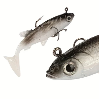 Kit 5 Isca Artificial Silicone Shad Peixe Embutido Chumbadas 14g 8cm Tucunaré Robalo Traira