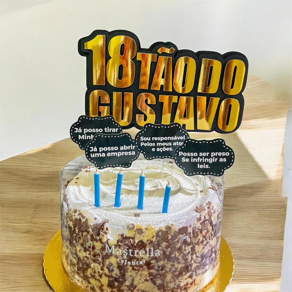 Topo de bolo 18tão - 18 anos - Adulto | Shopee Brasil