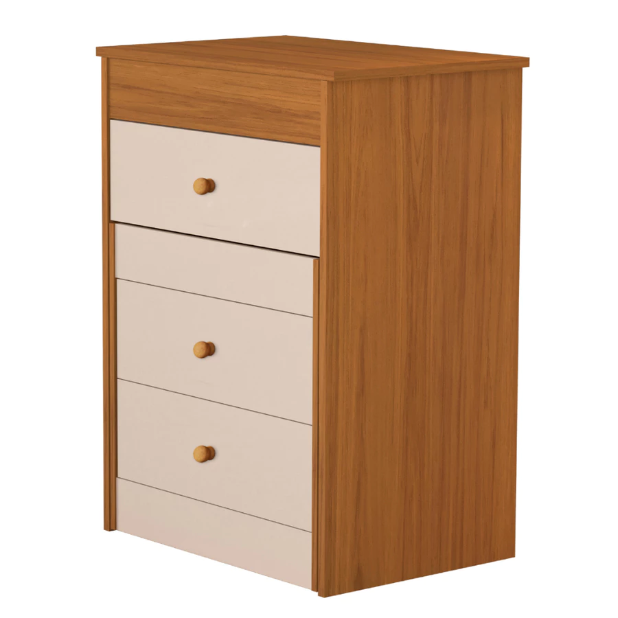 Penteadeira Camarin Com Gavetas Espelho E Banqueta Cor Nature/off White — foto 4 de 5