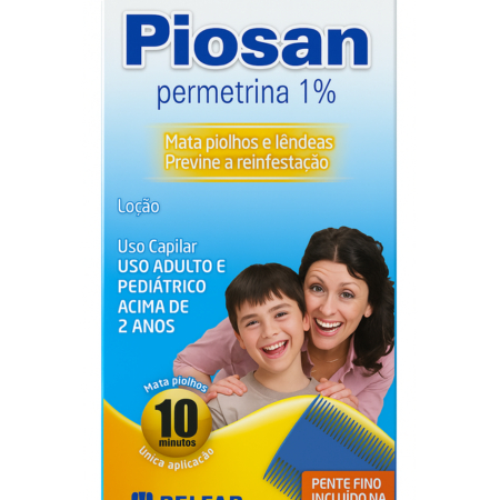 Loção Capilar Para Piolhos e Lêndeas Piosan (permetrina) 60ML + Pente ...