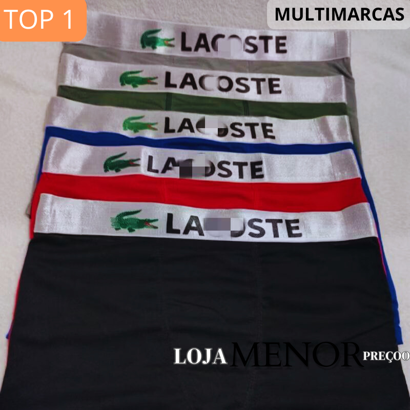 KIT 10 CUECAS BOXER MULTIMARCAS NA COR LISA MARCAS FAMOSAS