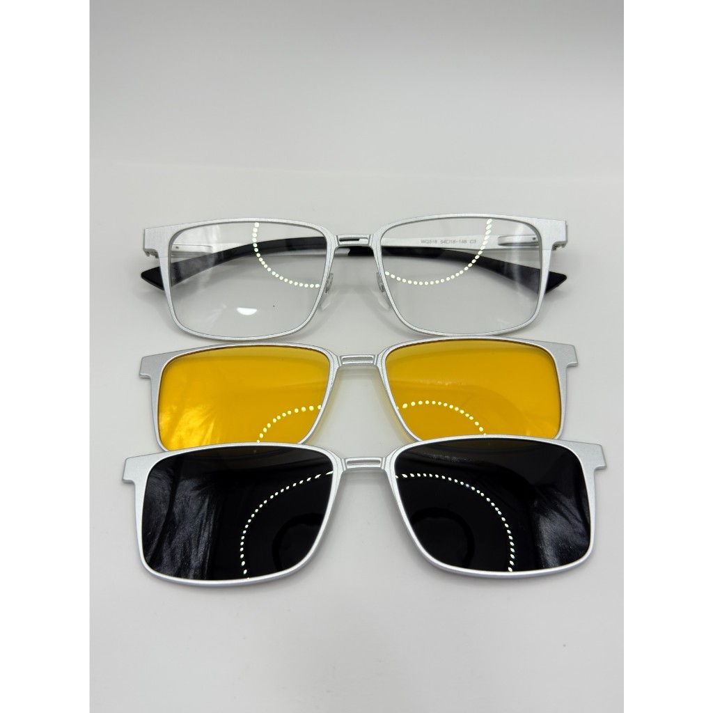 Armaçao de Oculos de Aluminio Clip-On 3em1