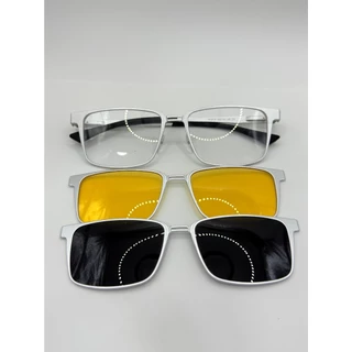 Armaçao de Oculos de Aluminio Clip-On 3em1