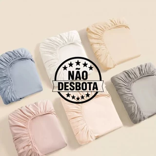 Kit Jogo Lençol De Cama Solteiro 2 Peças e Casal Queen 3 Peças Liso Com Elástico Várias Cores e Tamanhos