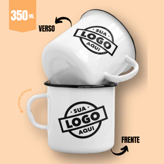 Caneca Esmaltada Personalizada 350ml - Sua logo aqui.