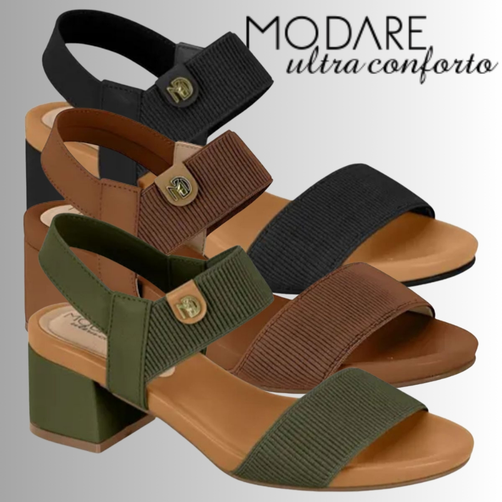 Sandalia Modare Salto Bloco Baixo Feminina Conforto Tiras | Lançamento! | Original Modare!