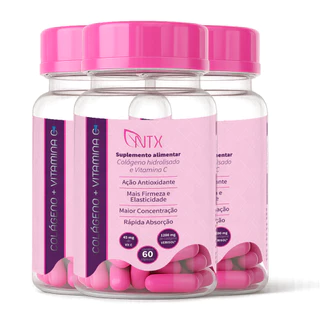 KIT c/ 3 Unid. COLAGENO VERISOL + VITAMINA C/ 60 CÁPSULAS NTX em Oferta na Shopee