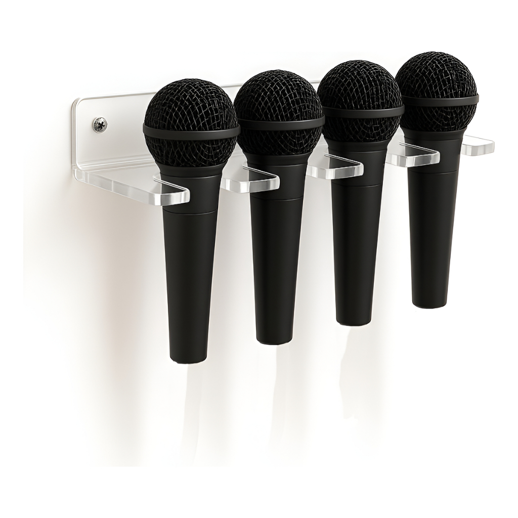 Suporte Porta Microfone Acrilico Igreja Evento Escola 4 Mic Cristal ...