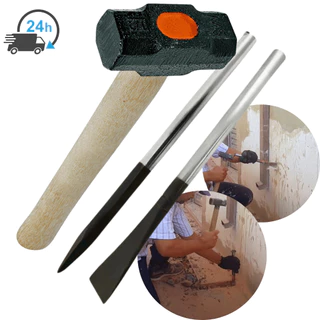 Marreta 1kg Com Cabo + Kit Talhadeira e Ponteiro 3/4 Kit Obra Ferramentas De Construção