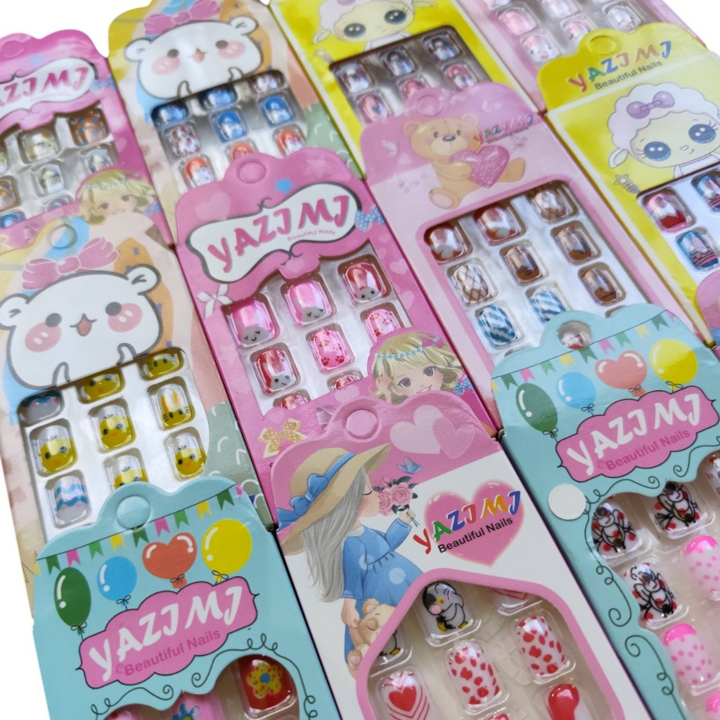 Kit Unha Postiça Infantil Kids Atacado auto colante pacote com 12 ...