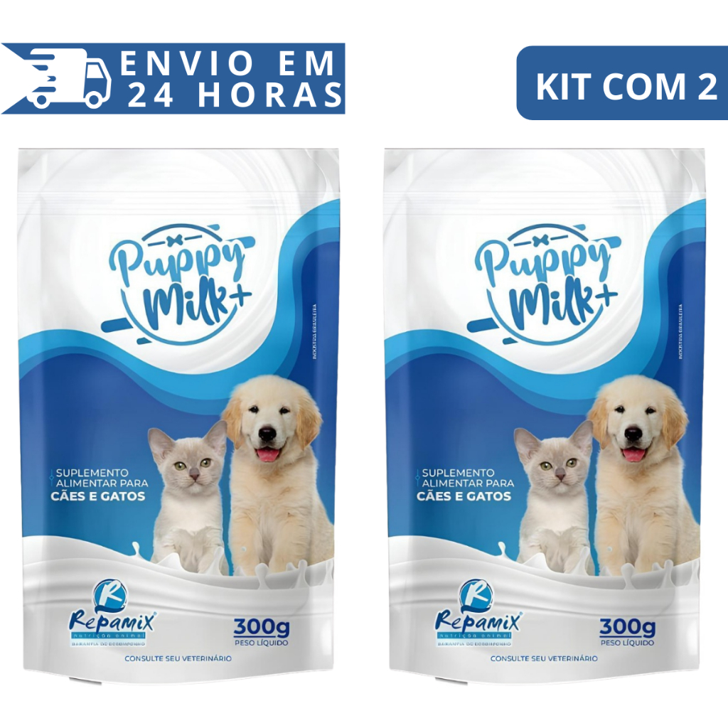 Kit 2 Leite Para Cães e Gatos Filhotes 300g Puppymilk - Leite em Pó ...