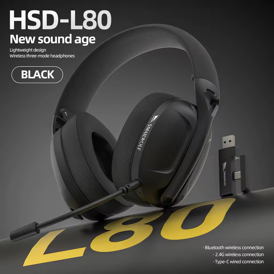 Headset SmailWolf L80 Gamer Sem Fio Bluetooth 5.3 Wireless Tri-Mode PC ...
