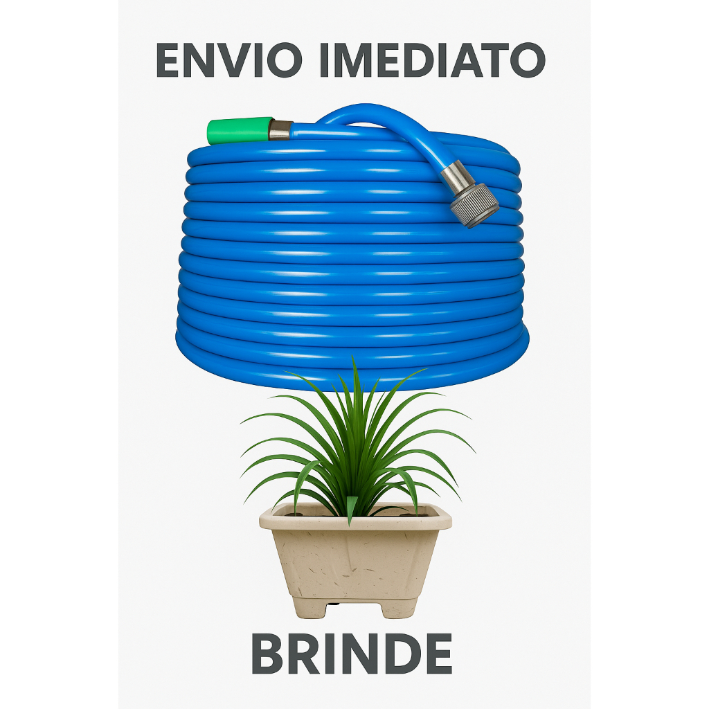 Mangueira de Jardim Siliconada 20 Metros Azul + BRINDE Vaso Para Flores ...