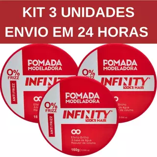Kit 3 Pomadas Cera Modeladoras Infinity Mega Fixação 160g - Envio em 24 Horas