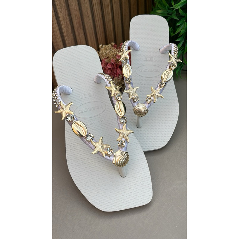 havaiana-personalizada-branca-concha-mar-praia-shopee-brasil