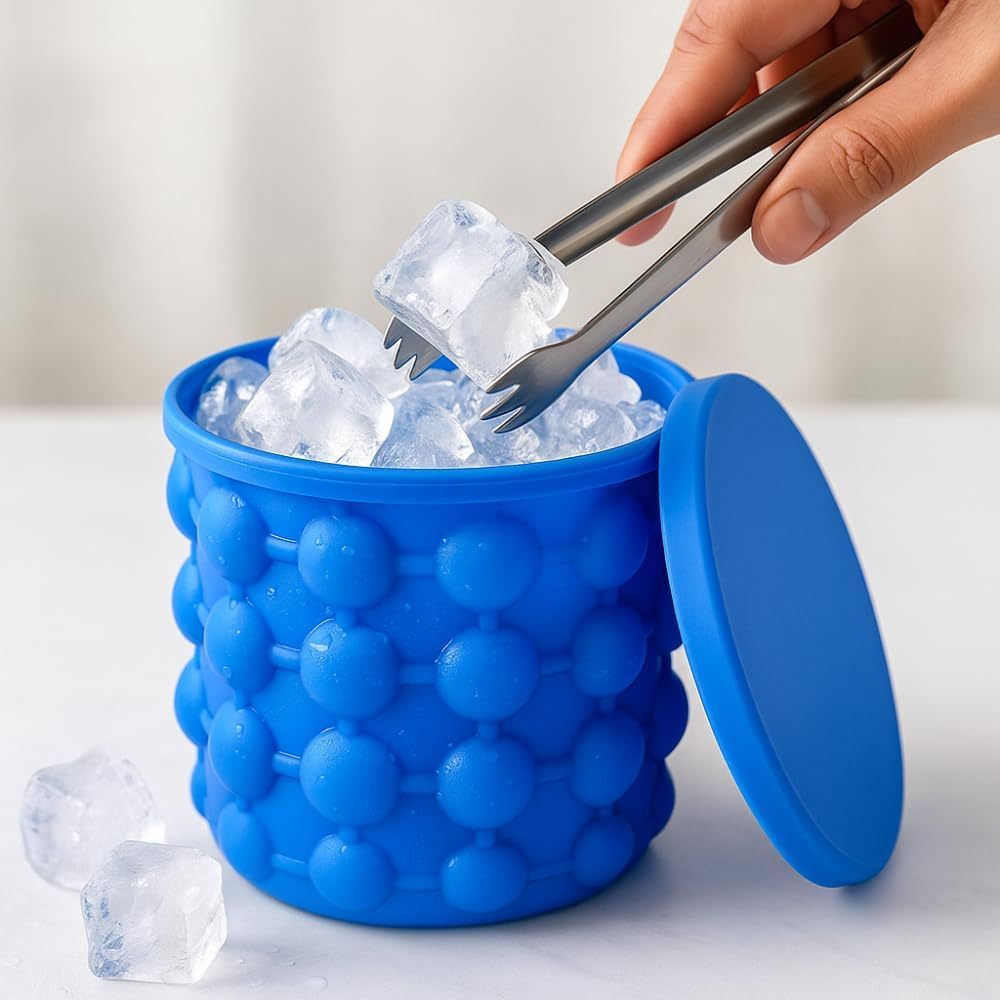 Balde de Gelo de Silicone Térmico Tampa hermética Praticidade Cooler ...