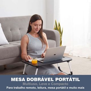Mesa Notebook Laptop Computador Estudo Dobrável Portátil Articulado Suporte Refeição Trabalho Mdf Home Office Escritório