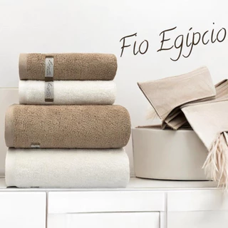 Jogo de Toalhas Algodão Egípcio 4 Peças (2 Banho + 2 Rosto) Kit de Toalhas Grande Absorção Maciez