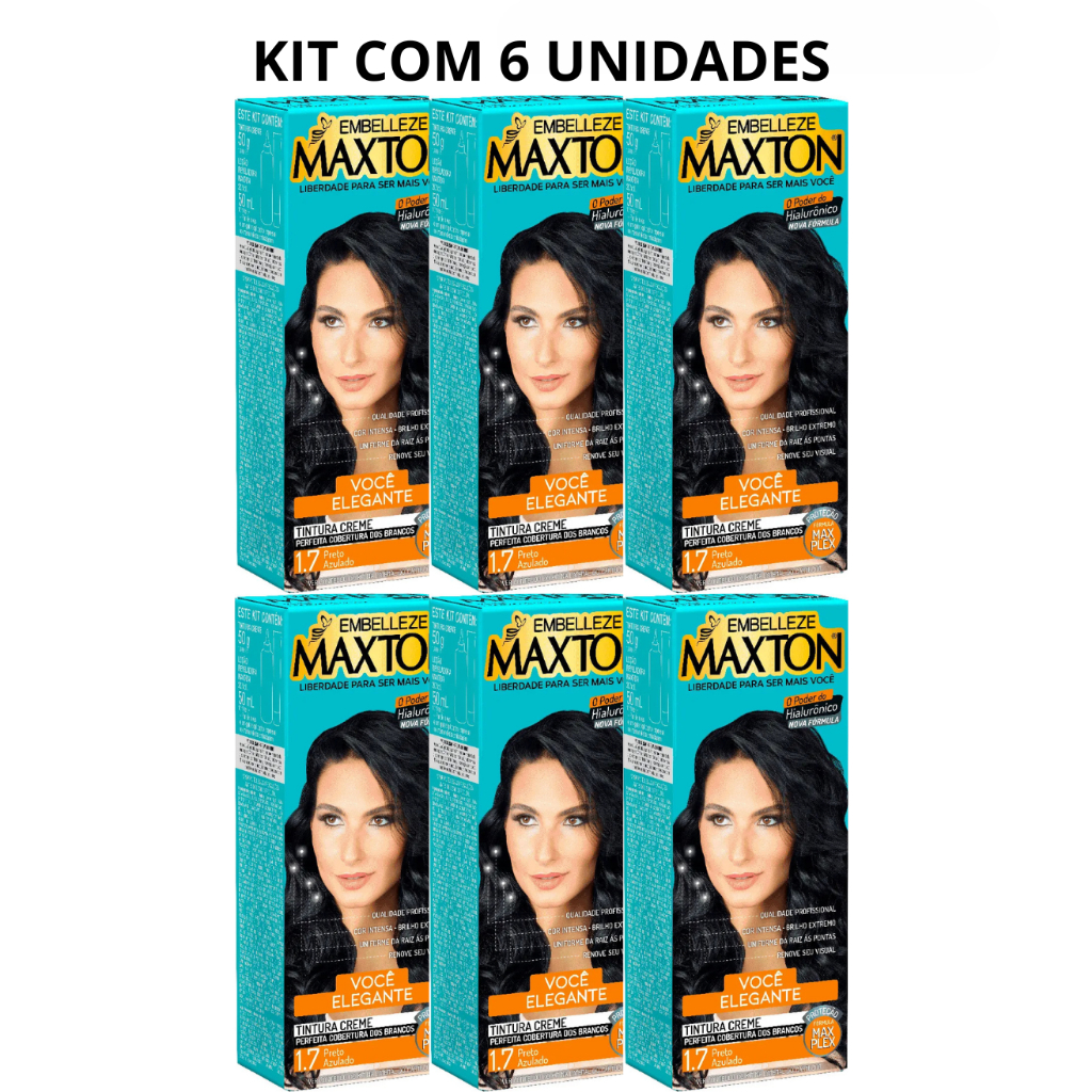 Tintas De Cabelo Maxton Preto Azulado 1.7 - Kit Com 6 Unidades ...