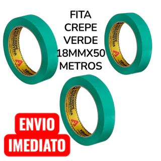 kit 3 fitas crepe automotiva 18x50 alta performace fita verde