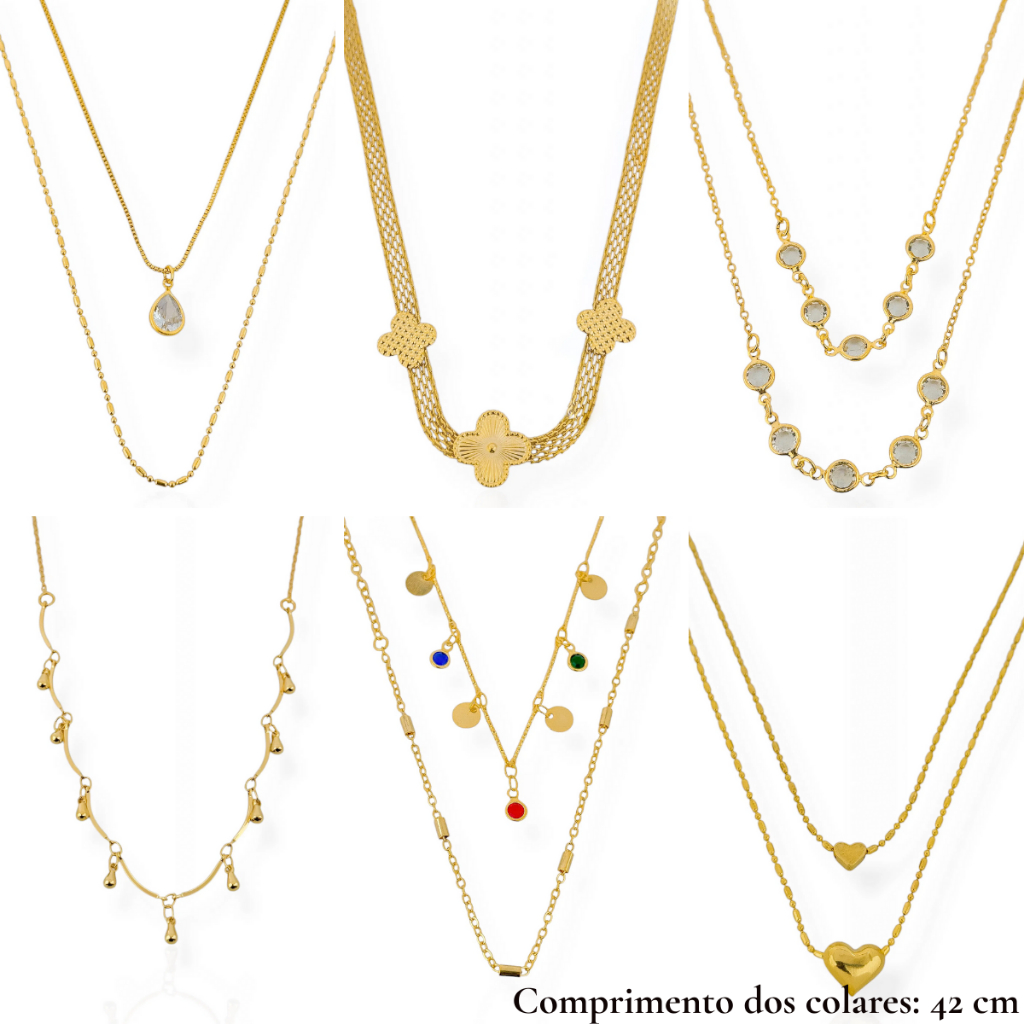 Colar Feminino Choker Banhado a Ouro 18K Colares Dourados Modernos e ...