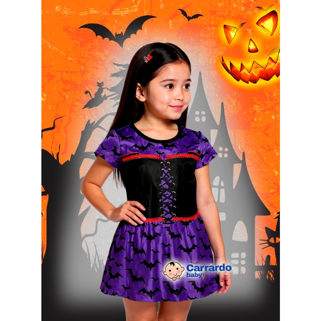 Fantasia Halloween Infantil Menina Barata Bruxinha Capa Temática ...
