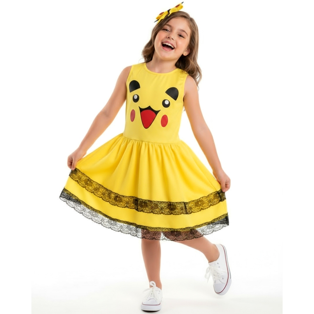 Fantasia Pikachu Infantil Pokemon + BRINDE (Laço C/ Orelhinhas) Cosplay ...