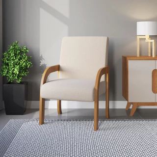 Poltrona para Sala Decorativa PARIS com Almofada Pés MDF - SHARK MOVEIS