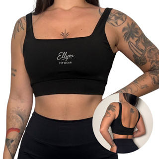 Top Fitness Feminino Run para Academia Ellym Fitwear Alças Largas Comprimento Alongado