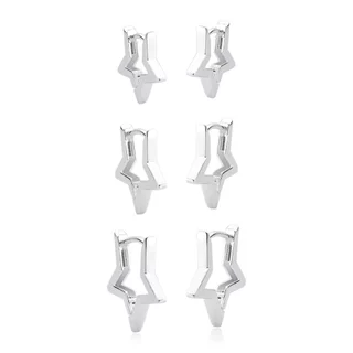 Trio de Brincos Argola de Prata 925 Estrela Vazada em Oferta na Shopee