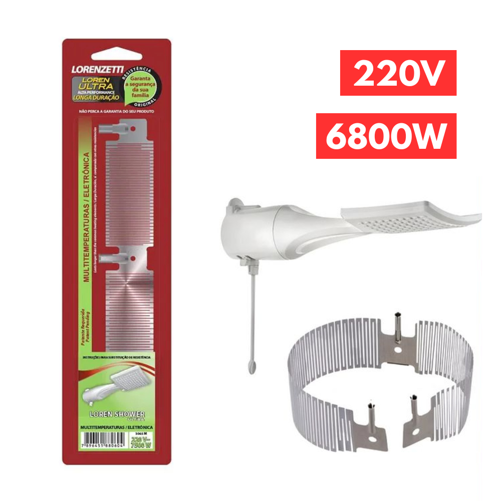 Resistência Chuveiro Loren Shower Lorenzetti Ultra 220v 6800w Banheiro ...