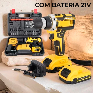 Parafusadeira Furadeira 21V 2 Baterias Com Maleta e Acessórios Completo em Oferta na Shopee