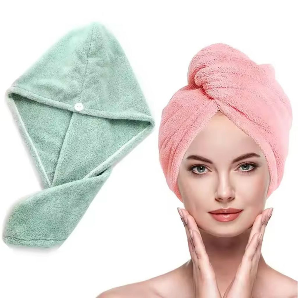 Toalha De Cabelo Banho Grossa Mágica Para Secar Cabelo De Microfibra ...