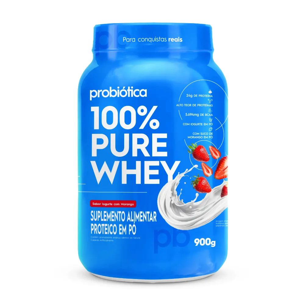 100% Pure Whey 900g Probiótica – Whey Protein Concentrado | Ganho e ...