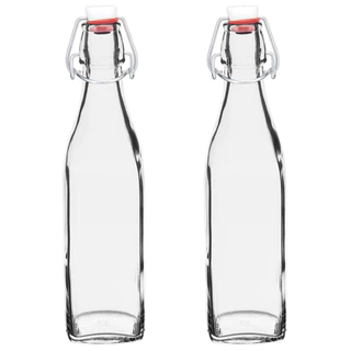 KIT 2 GARRAFAS ÁGUA SUCO HERMETICA 500ml BORMIOLI ROCCO SWING VIDRO TRANSPARENTE COM TAMPA