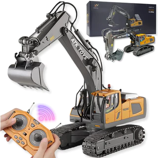 Escavadeira Trator Controle Remoto Som e Luz Recarregável Brinquedo Infantil Criança