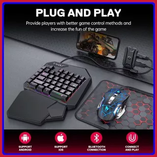 Mobilador Gamer – Teclado Semi Mecânico e Mouse Profissional Uma Mão – RGB – Free Fire | Kit 5 em 1 ou Teclado Individua em Oferta na Shopee