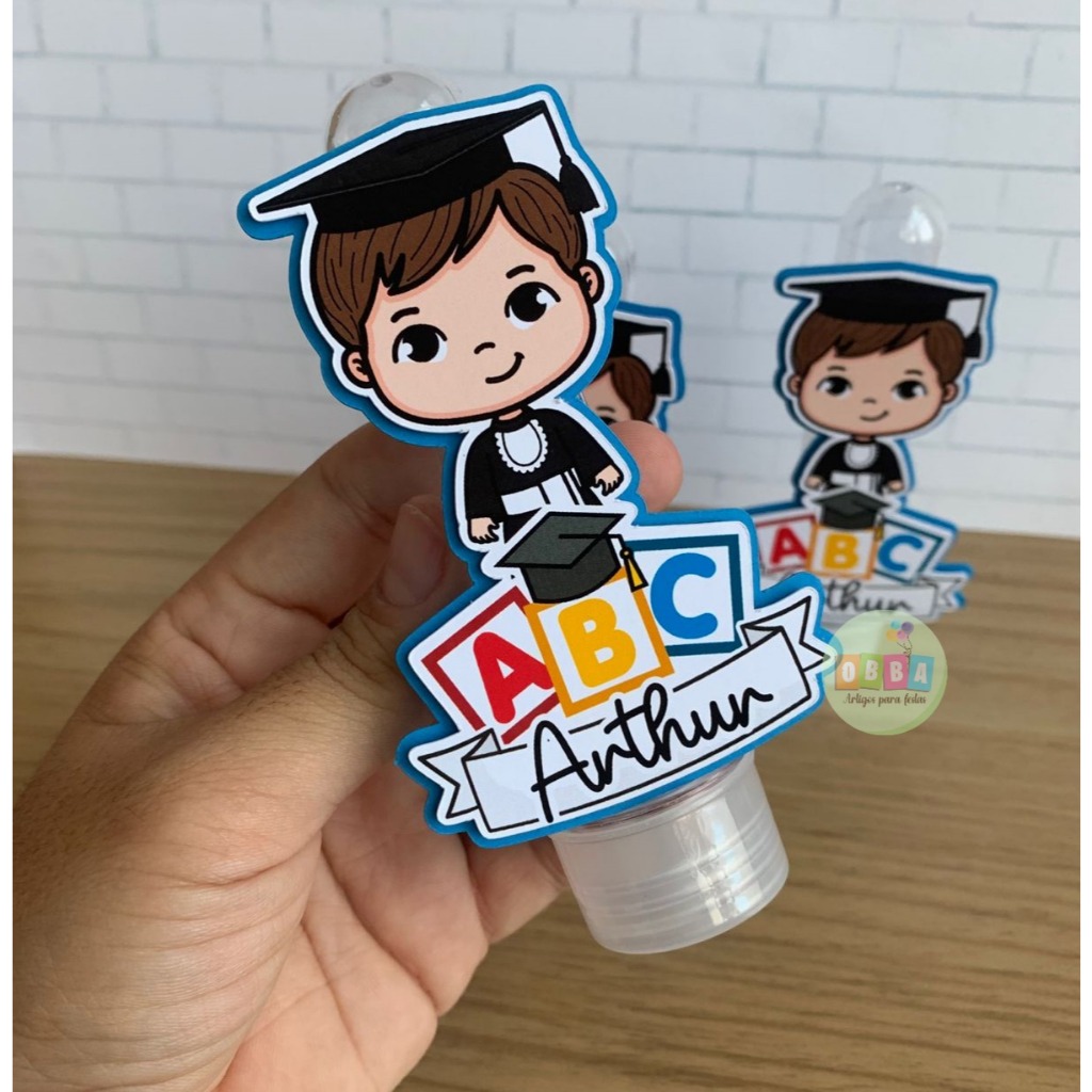 Apliques 3D para Tubetes 9cm com camada, Formatura ABC menino ...