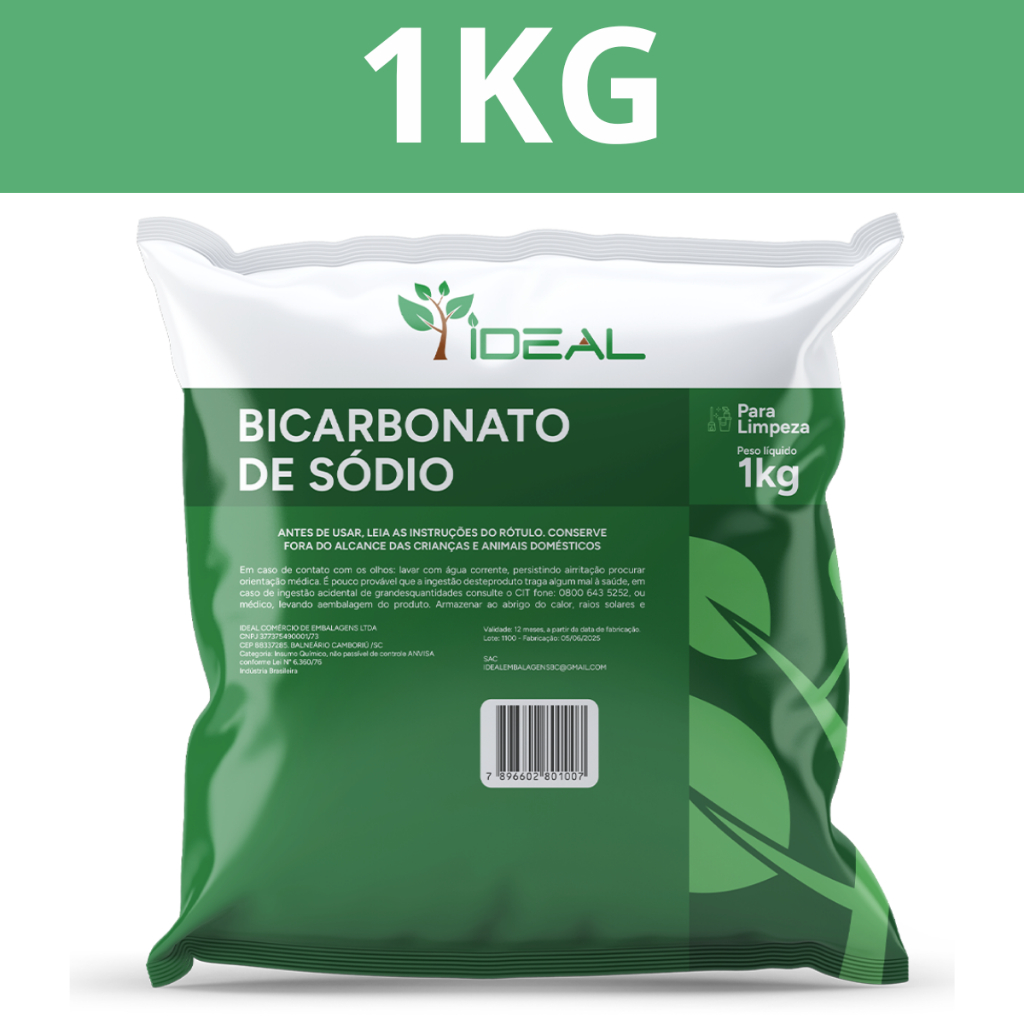 Bicarbonato de Sódio 1kg Puro 100% Limpeza Doméstica | Shopee Brasil