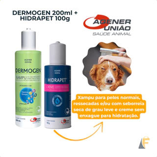 Kit Hidrapet Creme 100g + Dermogen Xampu 200ml Cães Gatos em Oferta na Shopee