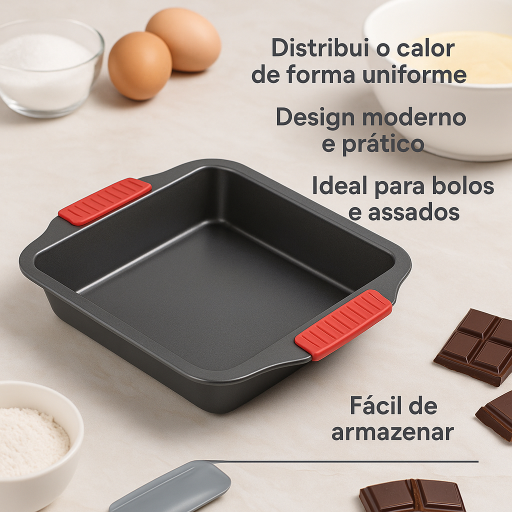 Forma Assadeira Antiaderente Quadrada 28x25cm Forneável