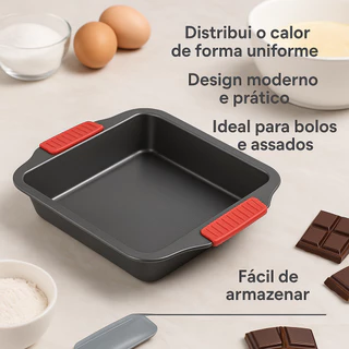 Forma Assadeira Antiaderente Quadrada 28x25cm Forneável