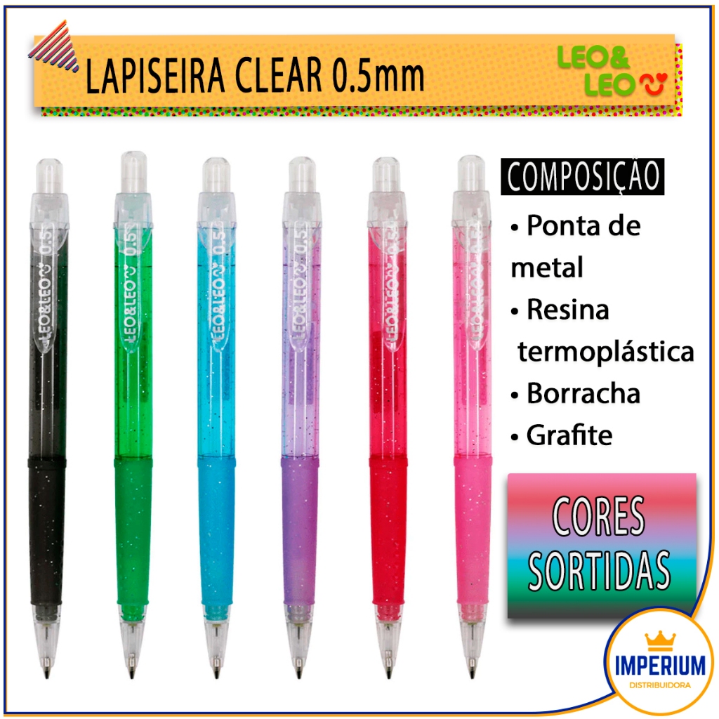 Lapiseira Clear Grip 0.5 Cores - Leo&Leo | Shopee Brasil