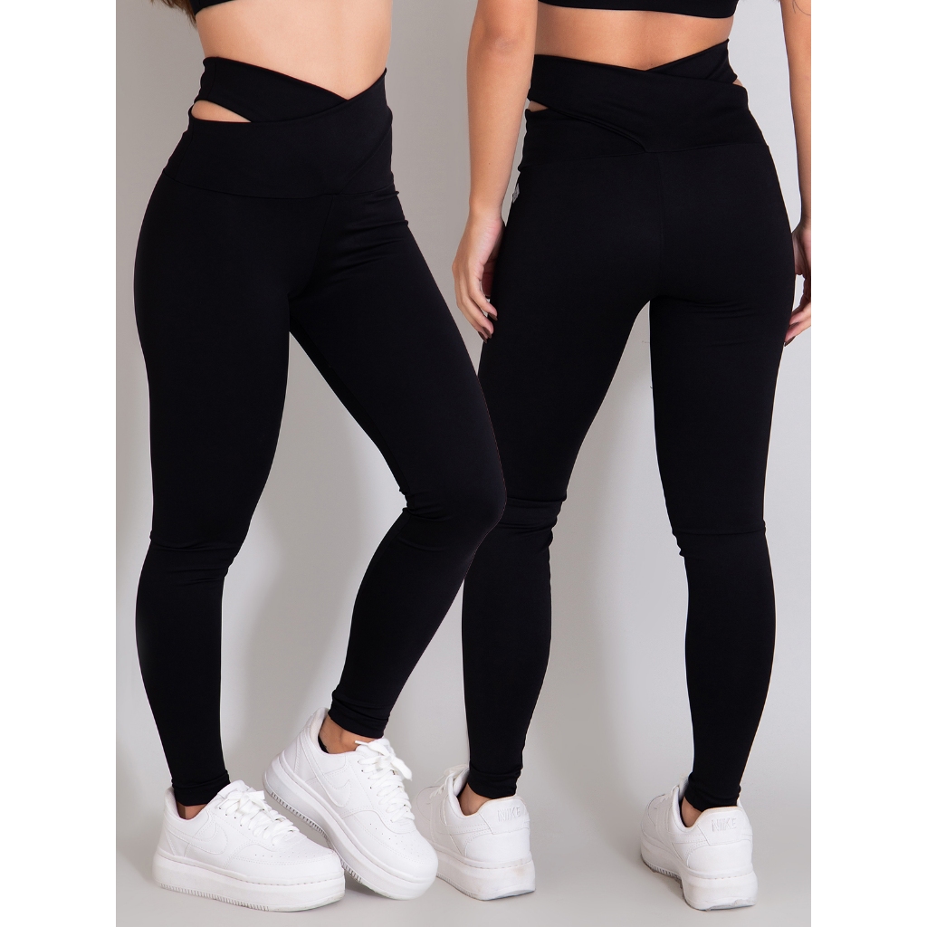 Calça Legging Feminina Poliamida Transpassada Evolution Yoga Fitness ...