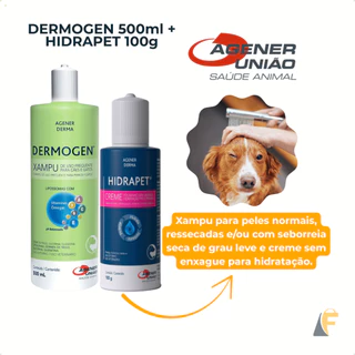 Kit Dermogen Xampu 500ml + Hidrapet Creme 100g Cães Gatos em Oferta na Shopee