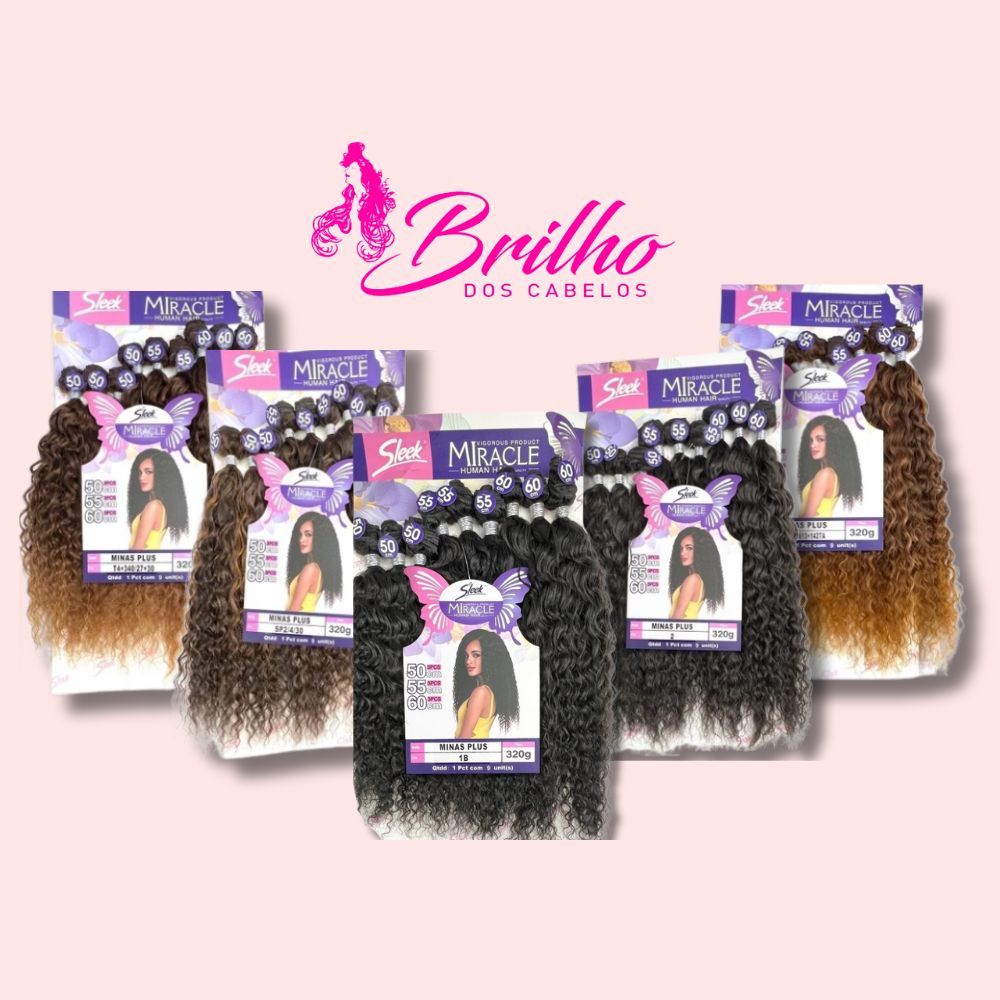MINAS PLUS - SLEEK MIRACLE - CABELO BIO VEGETAL CACHEADO 300g 60cm