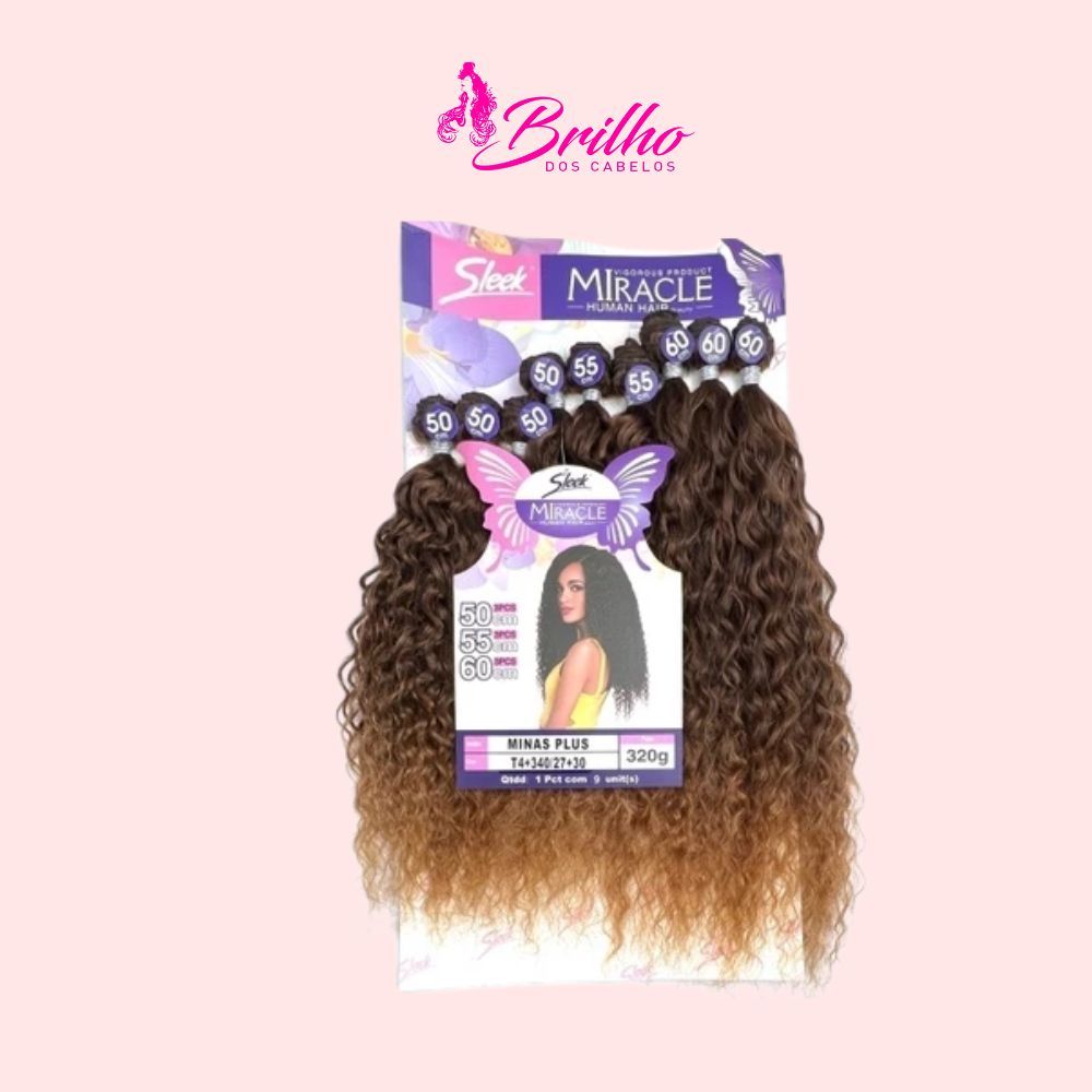 MINAS PLUS - SLEEK MIRACLE - CABELO BIO VEGETAL CACHEADO 300g 60cm