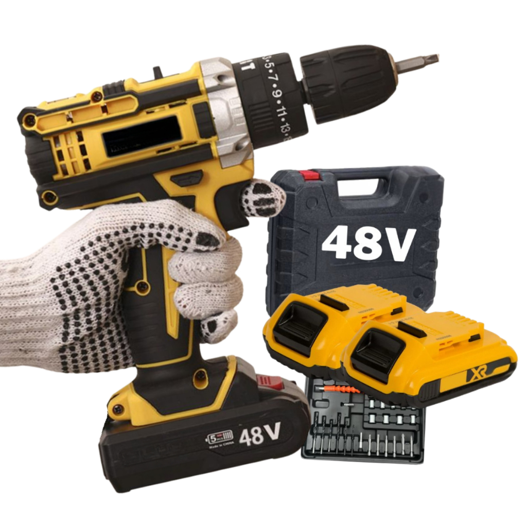 Kit Parafusadeira e Furadeira 48v potente 2 baterias chave de impacto ...