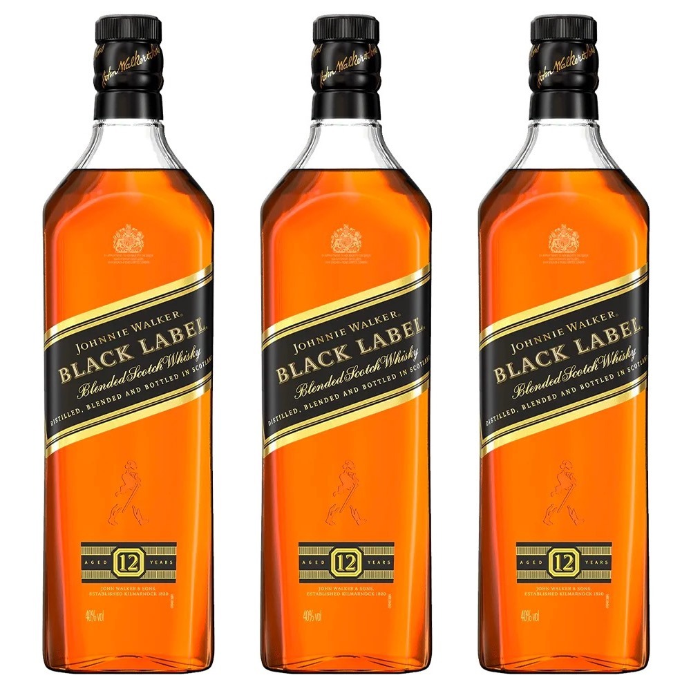 3本セット　Johnnie Walker Black Label Kit com 3 Johnnie Walker Black Label Blended Scotch Whisky 1000ml