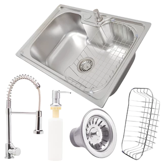 Cuba Pia Cozinha Em Inox 50x40cm + Torneira Gourmet Flexivel Pia Torneira de Bancada Pia Cozinha Com Acessório